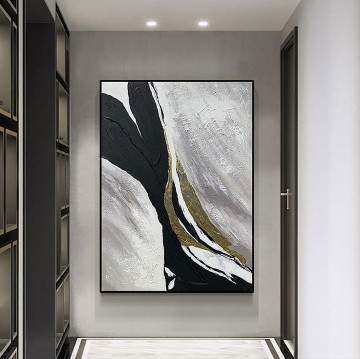 Cuadro minimalista en blanco y negro abstracto 05 Pinturas al óleo